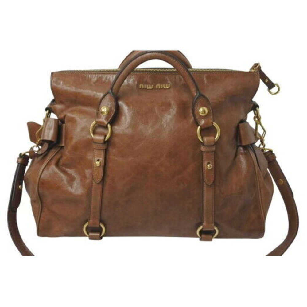 Miu Miu Side Rion Handbag Brown Leather - Picture 2 of 8